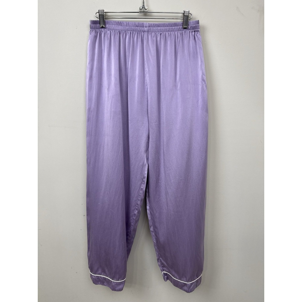 SilkSilky 100% Silk Purple Women's Lg Elastic Waist Pajama Pants Loungewear PJs